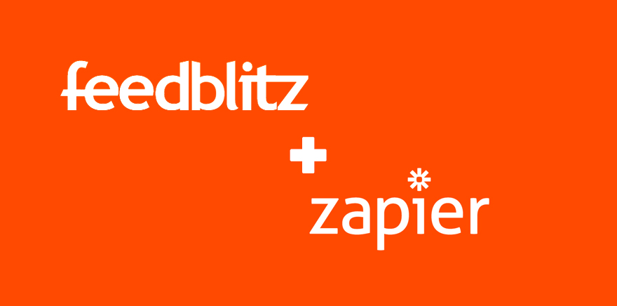 FeedBlitz and Zapier logos with plus sign.